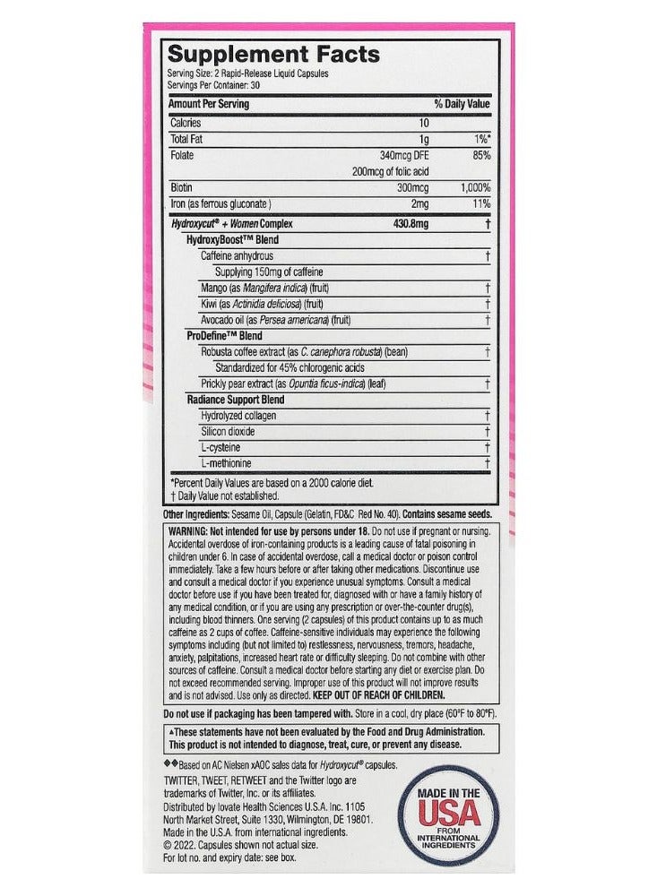 Hydroxycut Pro Clinical Max 60 Capsules – Metabolism & Energy Support Supplement for Active Women - Image 2